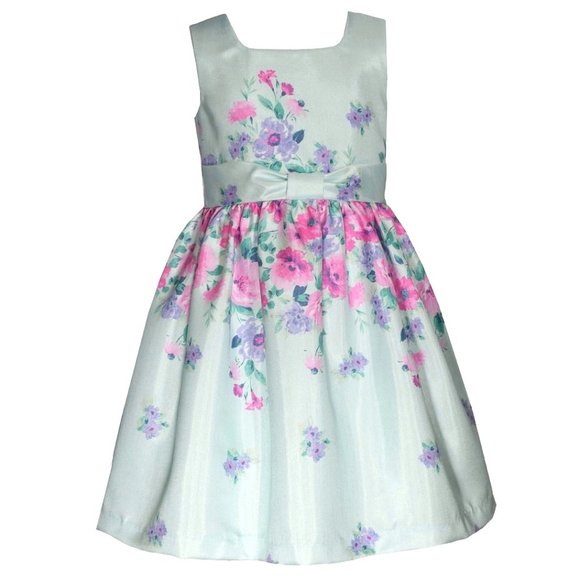 Bonnie Jean Girls 2T-6X Mint Lilac Shantung Cardigan Dress - Picture 2 of 4